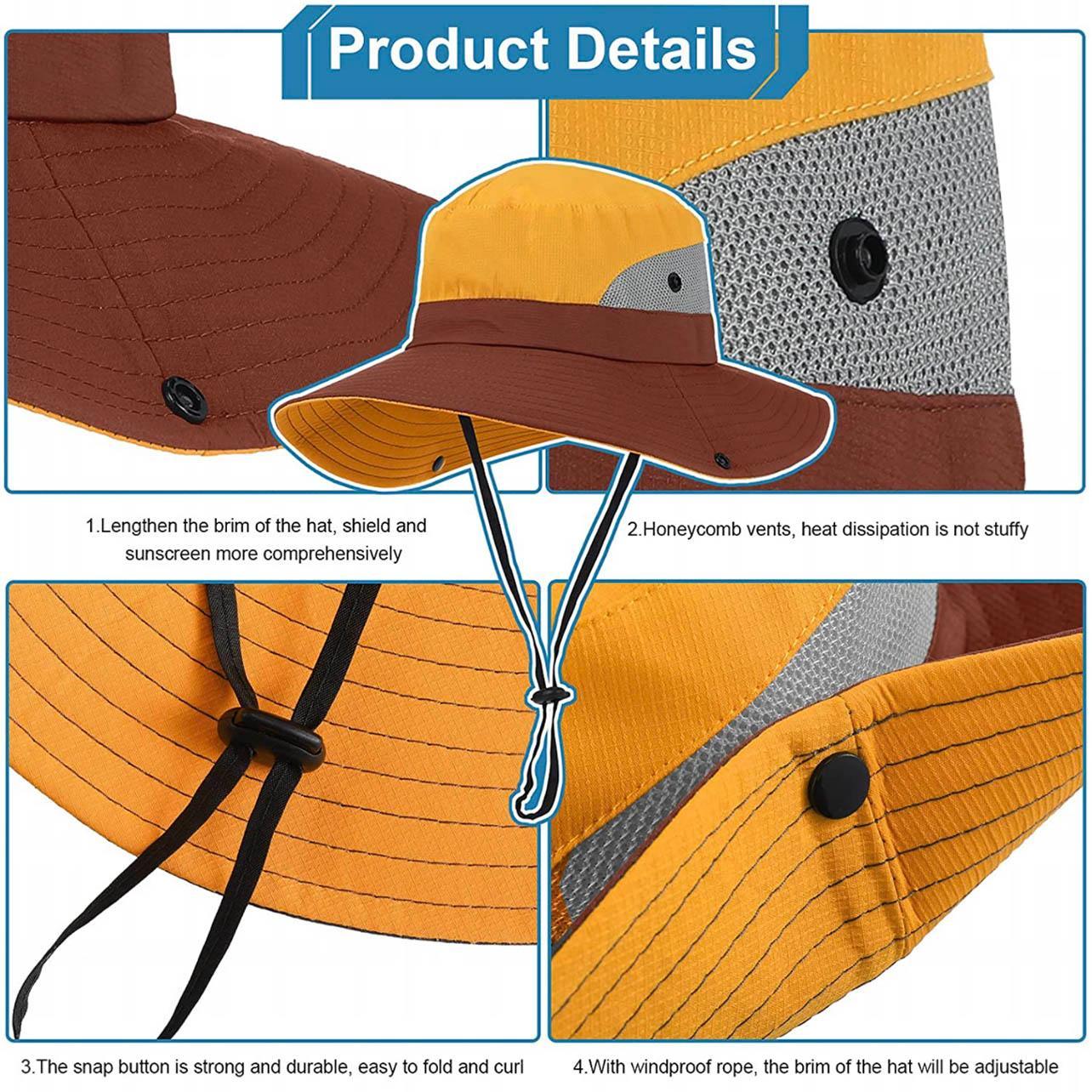 Women Wide Brim Ponytail Hat Sun Protect Visor Summer Beach Cap Anti Uv Floppy - Watermelon Red