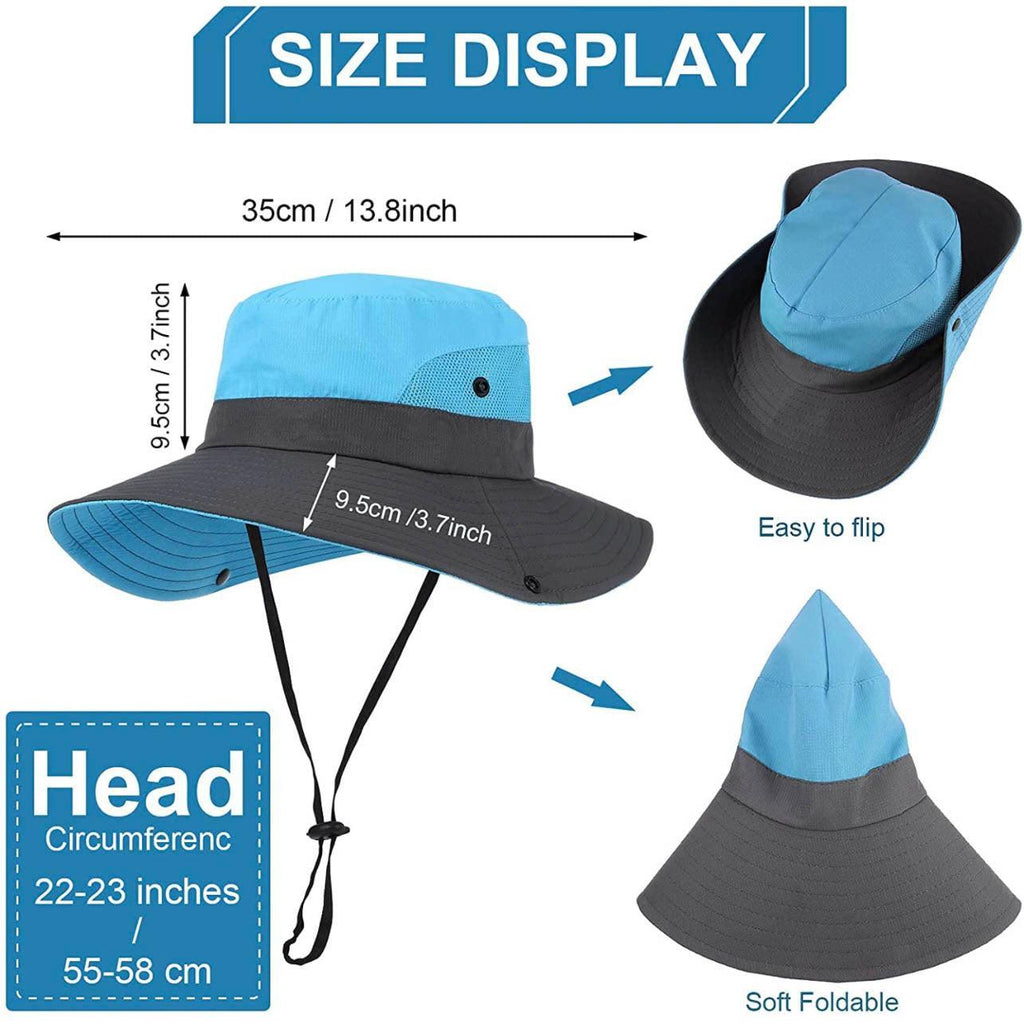 Women Wide Brim Ponytail Hat Sun Protect Visor Summer Beach Cap Anti Uv Floppy - Watermelon Red