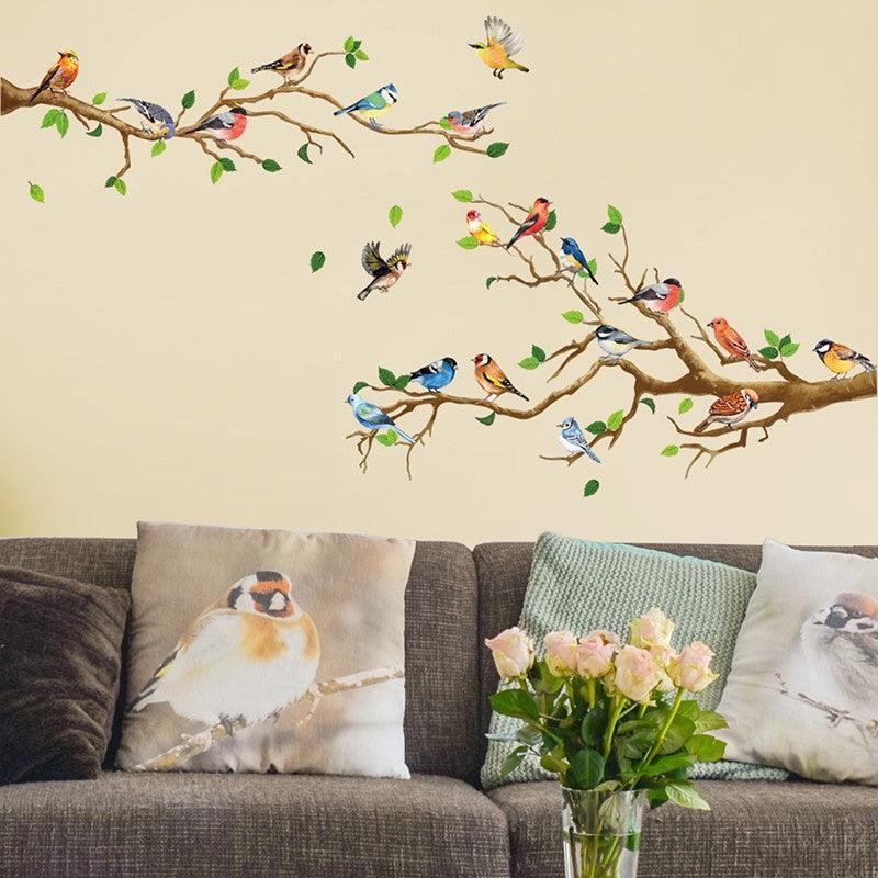 130x65cm Removable Wall Stickers Birds On Tree Branch Wall Decor Decal Home