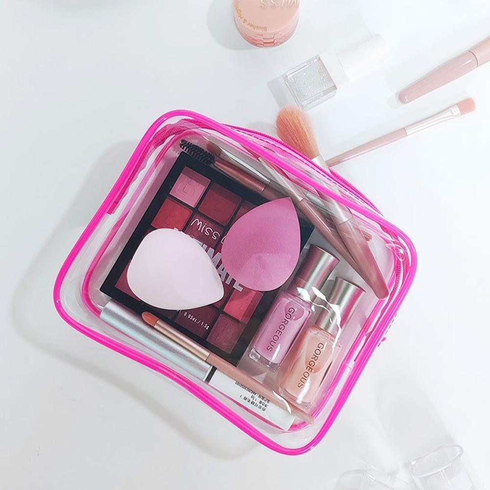 4pcs Durable PVC Cosmetic Bags Easy to Clean Multiple Sizes and Colours 9 Shades - 4pcs-Banana