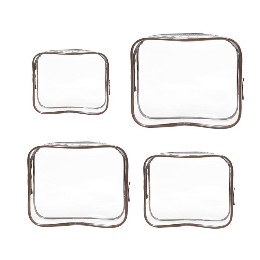 4pcs Durable PVC Cosmetic Bags Easy to Clean Multiple Sizes and Colours 9 Shades - 4pcs-Barbie-Pink