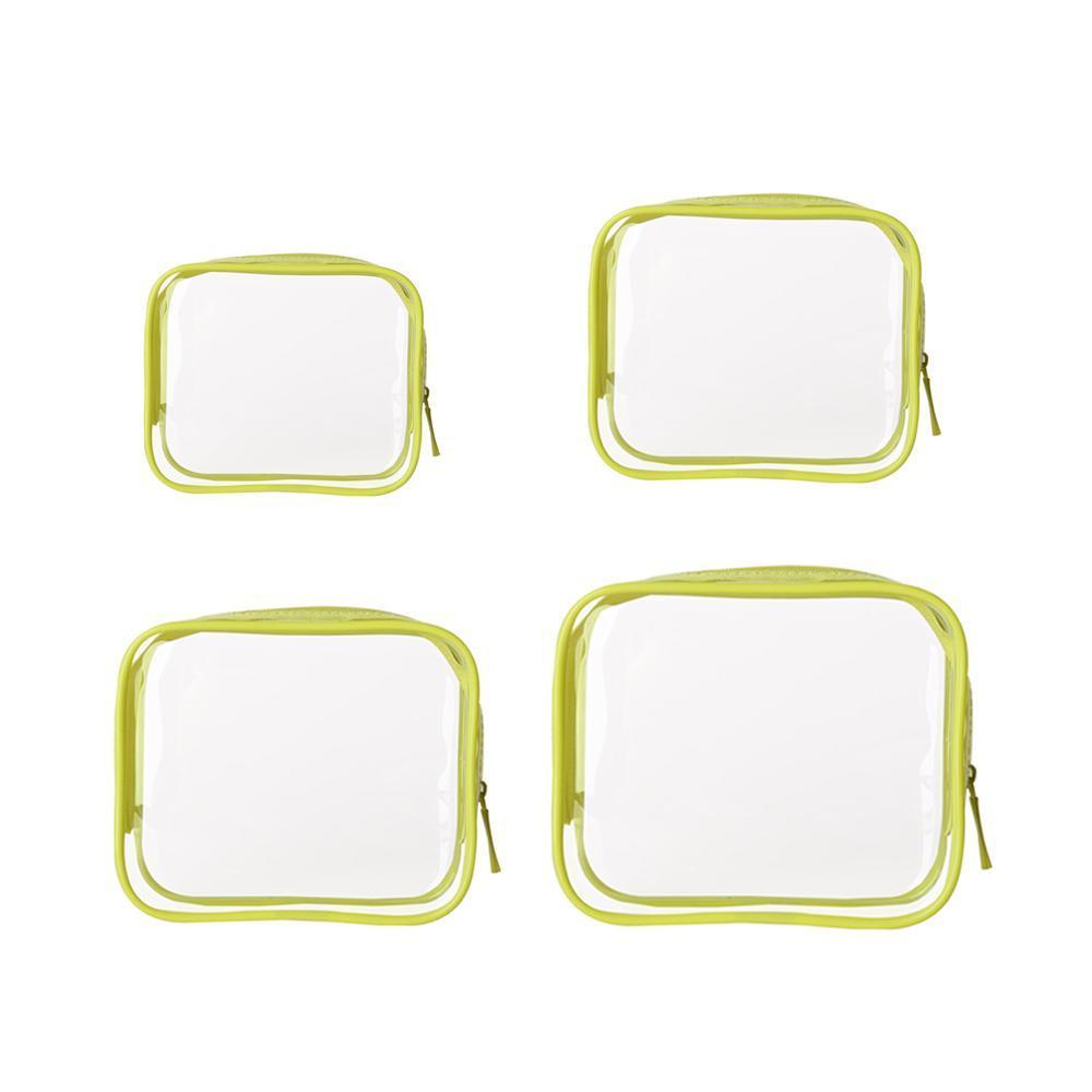 4pcs Durable PVC Cosmetic Bags Easy to Clean Multiple Sizes and Colours 9 Shades - 4pcs-Barbie-Pink