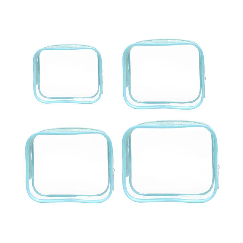 4pcs Durable PVC Cosmetic Bags Easy to Clean Multiple Sizes and Colours 9 Shades - 4pcs-Black