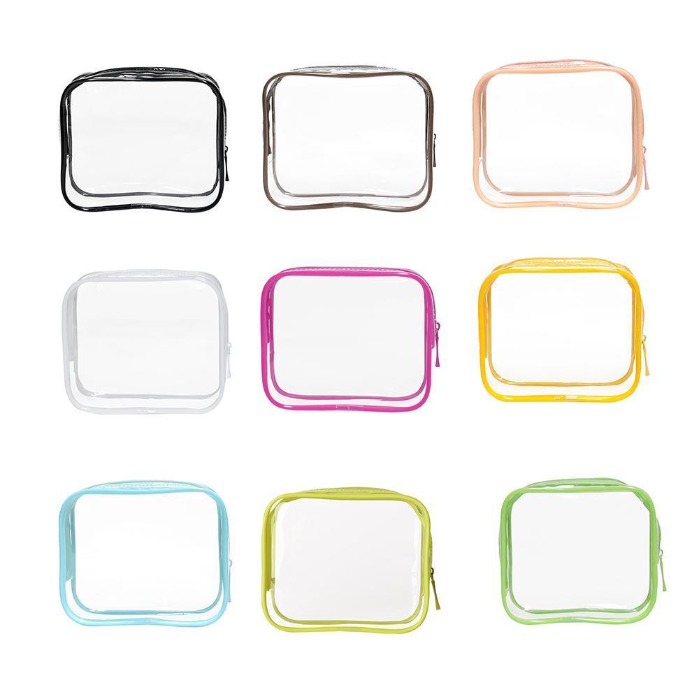 4pcs Durable PVC Cosmetic Bags Easy to Clean Multiple Sizes and Colours 9 Shades - 4pcs-Blue