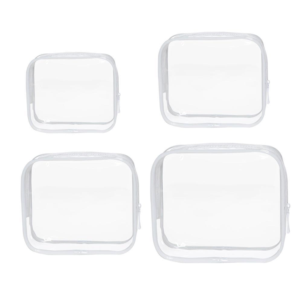 4pcs Durable PVC Cosmetic Bags Easy to Clean Multiple Sizes and Colours 9 Shades - 4pcs-Coffee