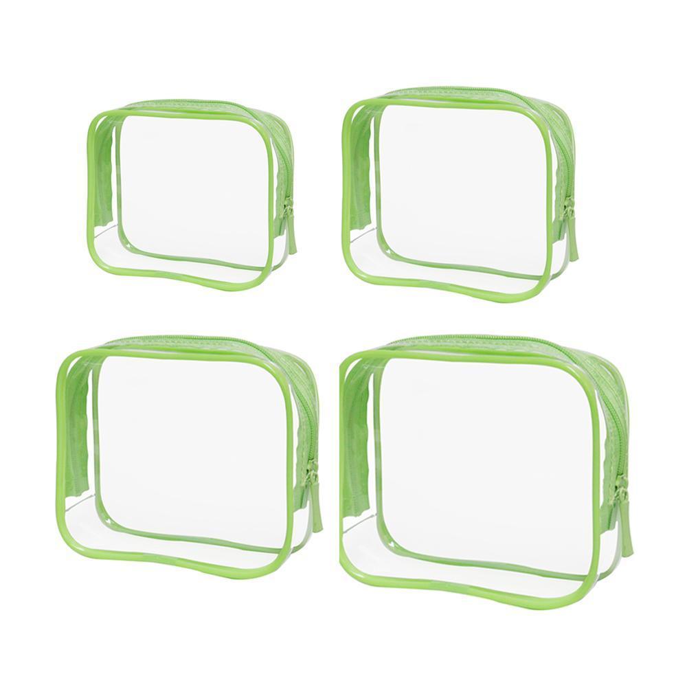 4pcs Durable PVC Cosmetic Bags Easy to Clean Multiple Sizes and Colours 9 Shades - 4pcs-Coffee