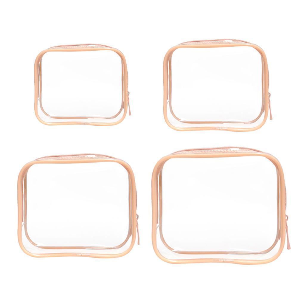 4pcs Durable PVC Cosmetic Bags Easy to Clean Multiple Sizes and Colours 9 Shades - 4pcs-White
