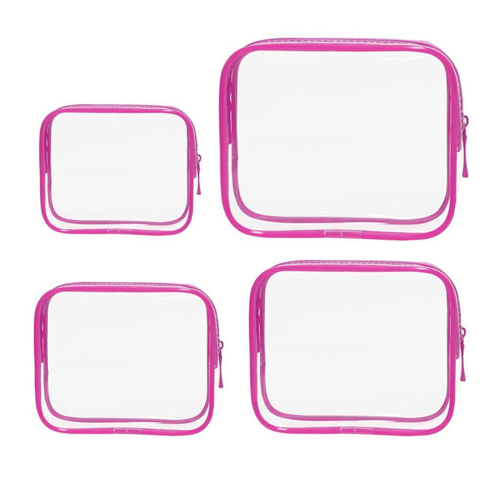4pcs Durable PVC Cosmetic Bags Easy to Clean Multiple Sizes and Colours 9 Shades - 4pcs-White