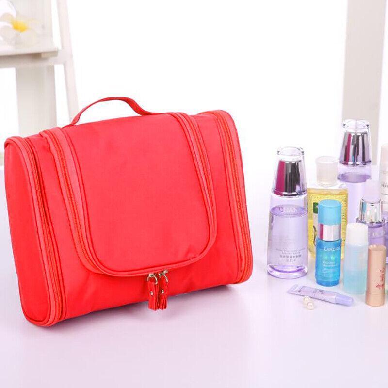 Makeup Bag Hanging Travel Toiletry Cosmetic Organizer Wash Bag Waterproof - Red