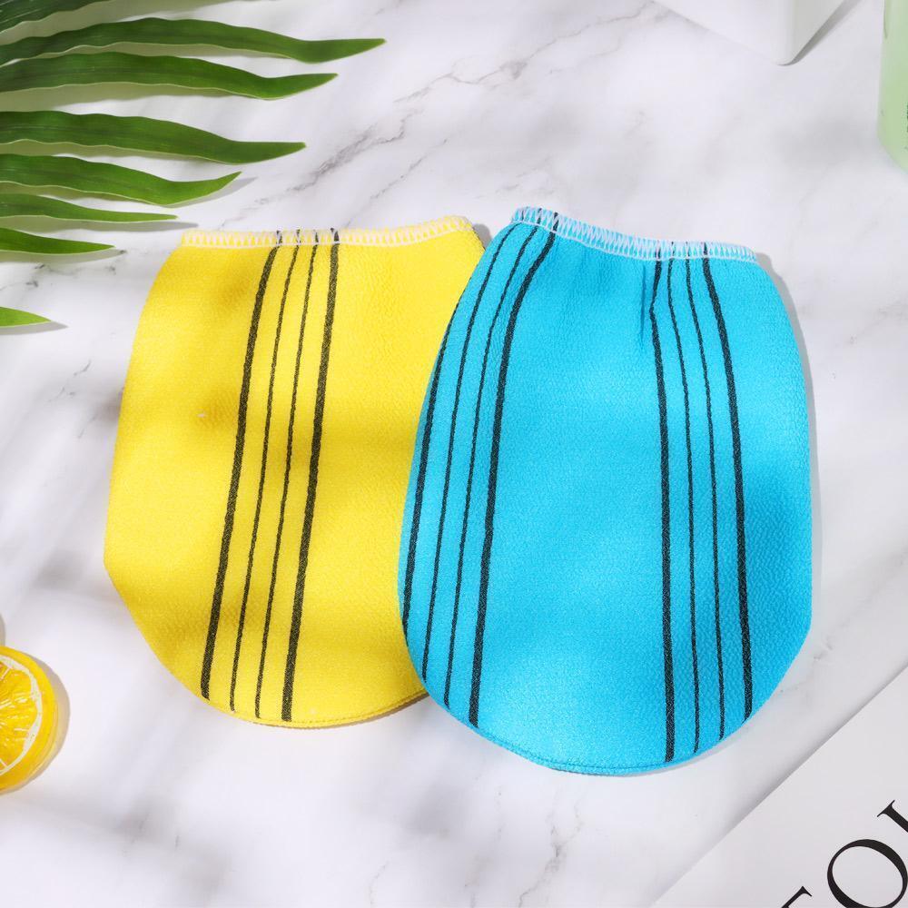 Fiber Cleaner Bath Glove Exfoliating Towel Body Rub Shower Scrub Glove Washcloth - Blue