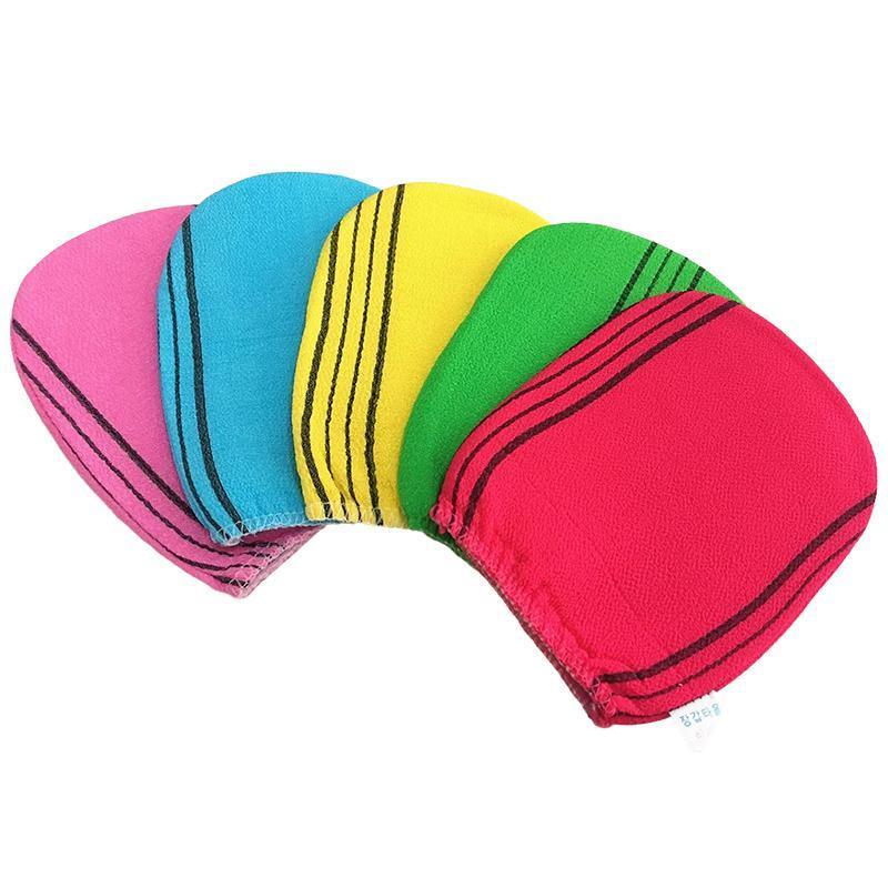 Fiber Cleaner Bath Glove Exfoliating Towel Body Rub Shower Scrub Glove Washcloth - Yellow