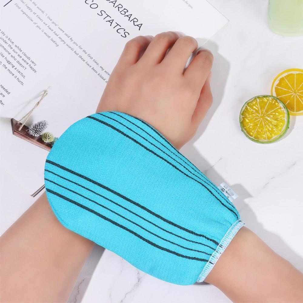 Fiber Cleaner Bath Glove Exfoliating Towel Body Rub Shower Scrub Glove Washcloth - Yellow