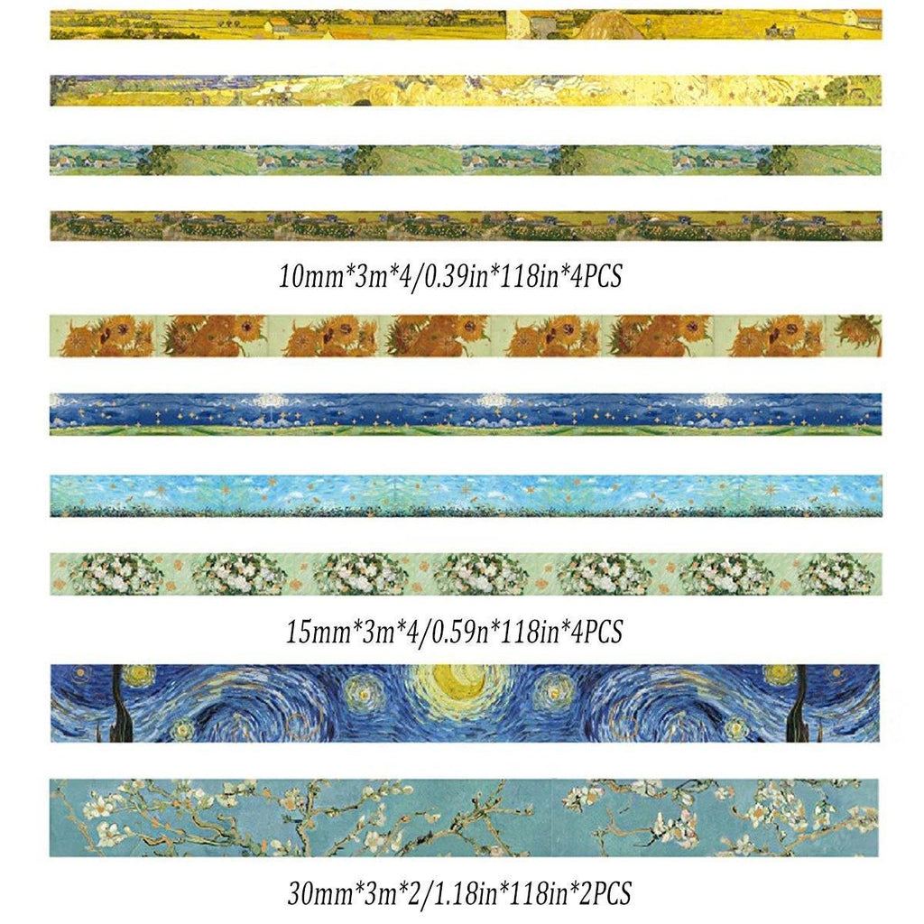 Gold Foil Washi Tape Set Decorative Craft Tape for Gift Wrapping Scrapbooking - JXHG