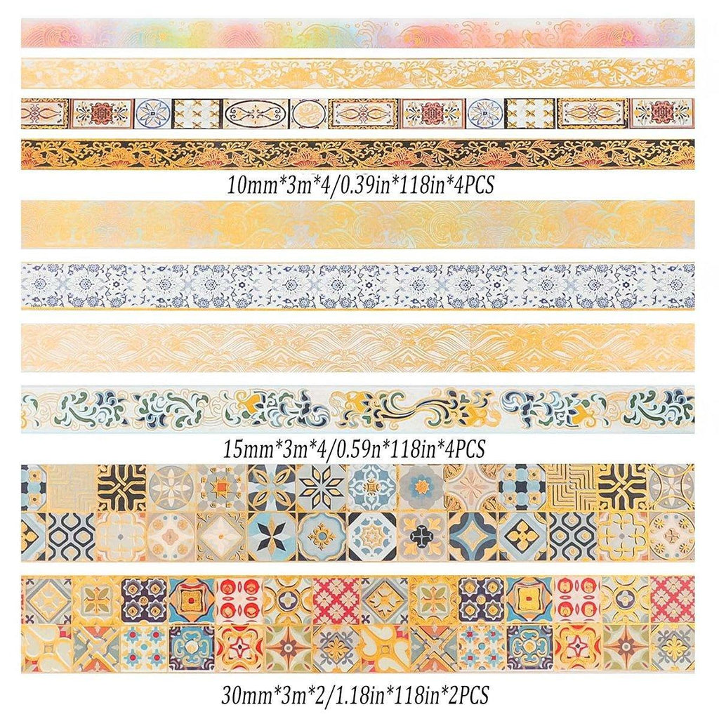 Gold Foil Washi Tape Set Decorative Craft Tape for Gift Wrapping Scrapbooking - YSSCJ