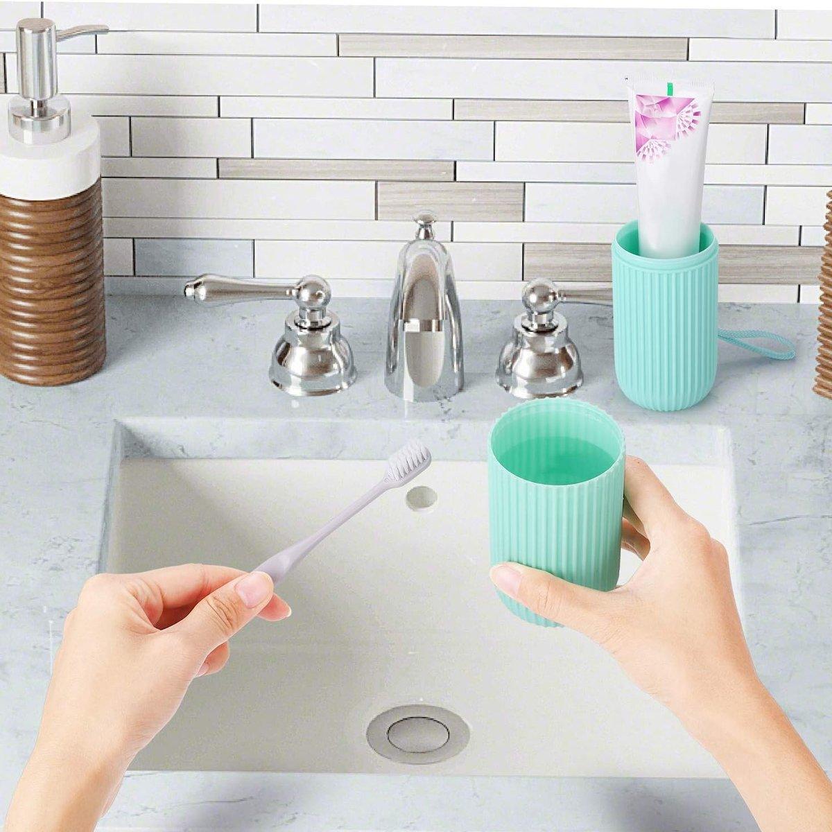 Travel Toothbrush and Toothpaste Holder Portable Bathroom Storage Box Case Cover - Grey