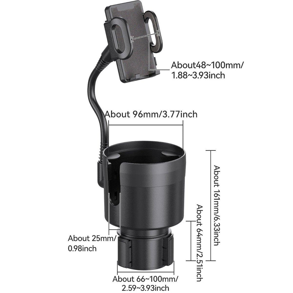 2 in 1 Car Phone Holder and Cup Holder Drink Organiser Water Bottle Holder