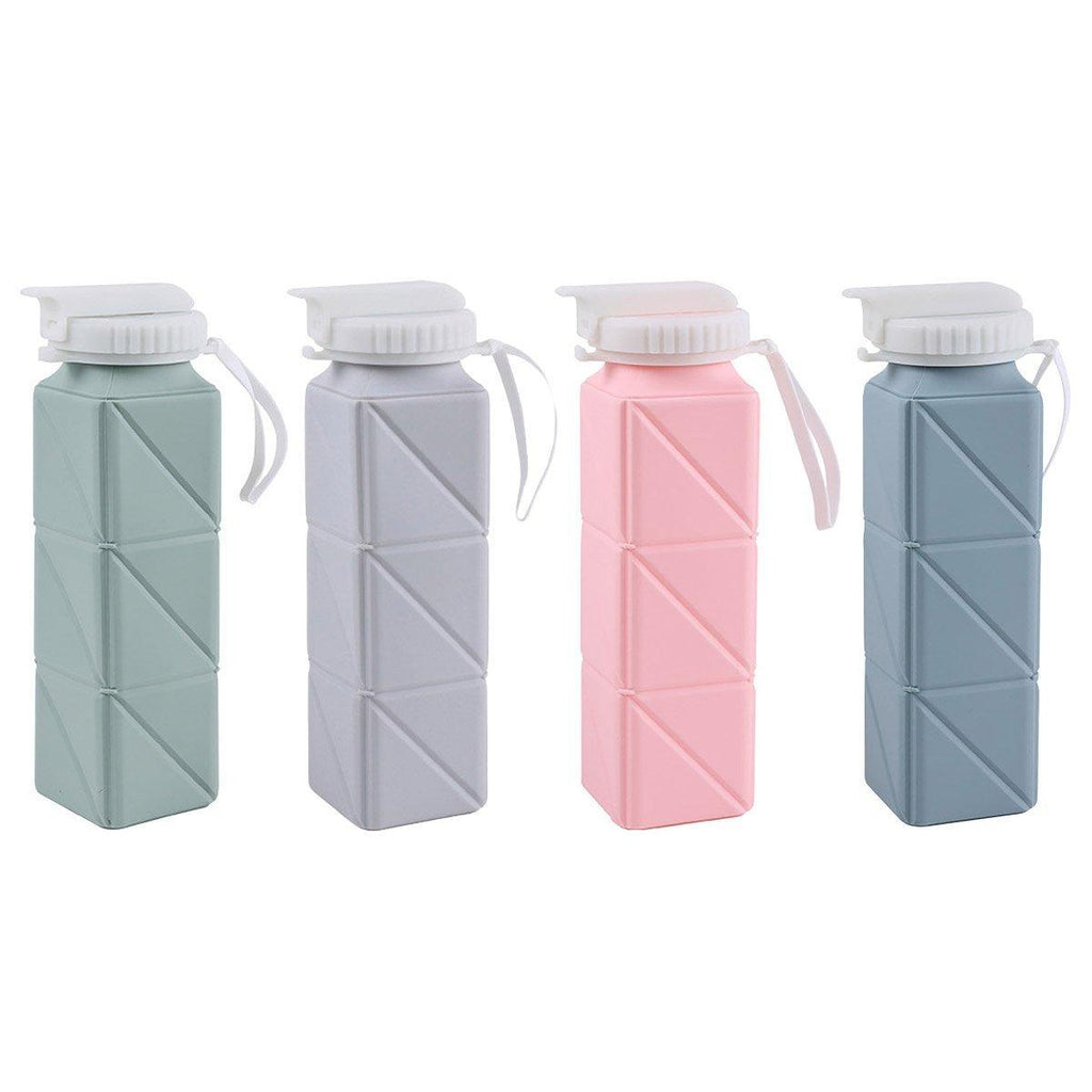 620ml Silicone Folding Water Bottle Food Grade Outdoor Sports Kettle High Temp - Pink