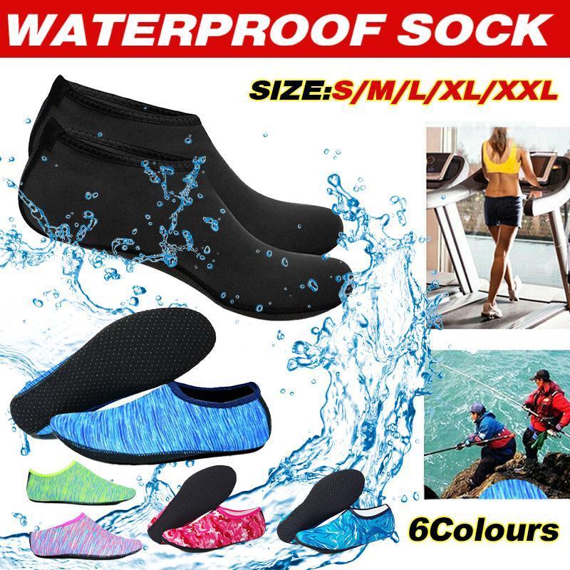 Unisex Water Shoes Slip On Aqua Socks Swim Surf Diving Yoga Exercise Reef Shoes - Black-L