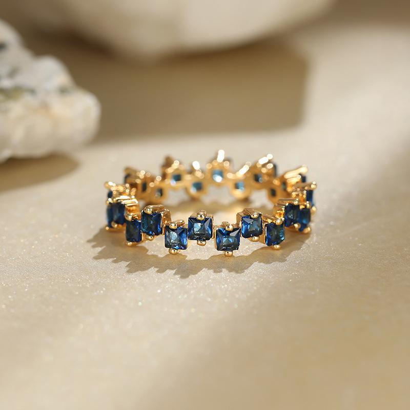 Square Design 1.2ct Simulated Diamond Women Engagement Ring Rose Gold Plated - Water Blue-Size 10
