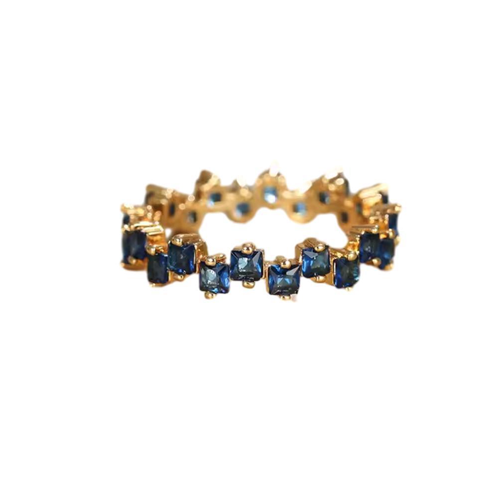 Square Design 1.2ct Simulated Diamond Women Engagement Ring Rose Gold Plated - Water Blue-Size 10