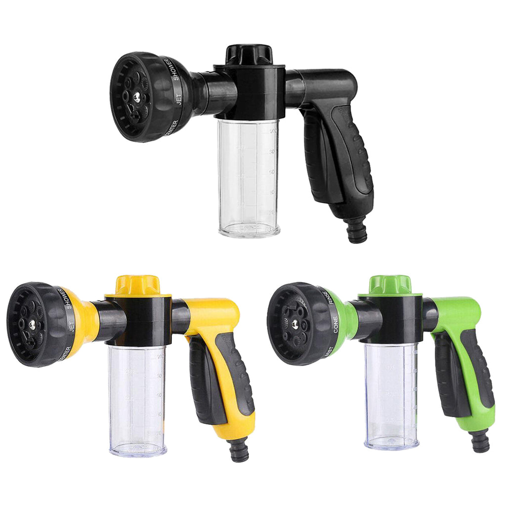 Washing Nozzle Plant Pet Hose 8-Mode Garden Car Water Foam Sprayer Soap Dispenser - Green