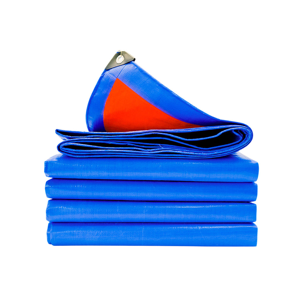 Waterproof Plastic Tarp Cover Heavy Duty Ground Sheet Rainproof Dustproof Blue - 3x4m