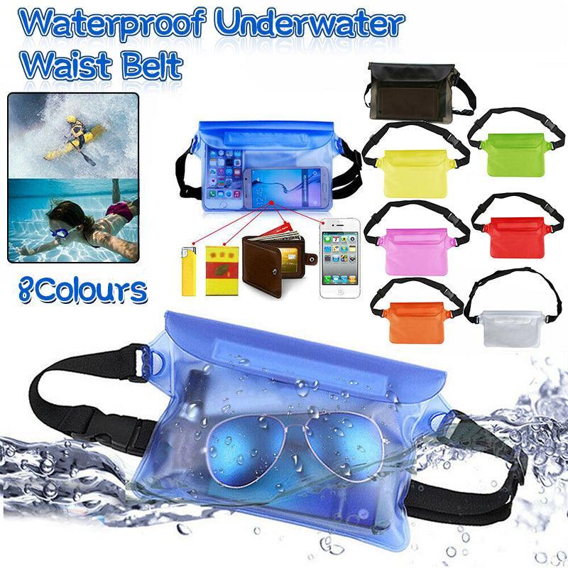 Waterproof Underwater Waist Belt Bum Bag Beach Swimming Boating Dry Phone Pouch - Orange