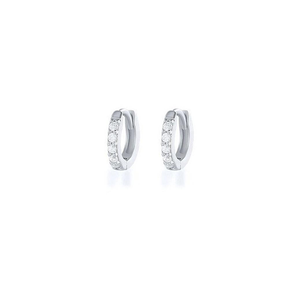 7sizes Hoop Earring Silver Zirconia Ear Huggie Hoop Cartilage Piercing Jewellery - Silver-9mm