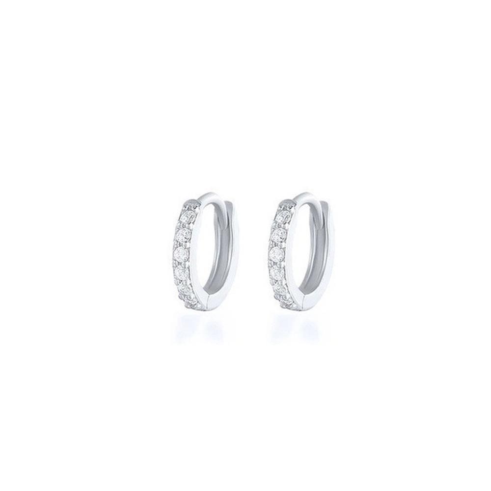 7sizes Hoop Earring Silver Zirconia Ear Huggie Hoop Cartilage Piercing Jewellery - Silver-9mm