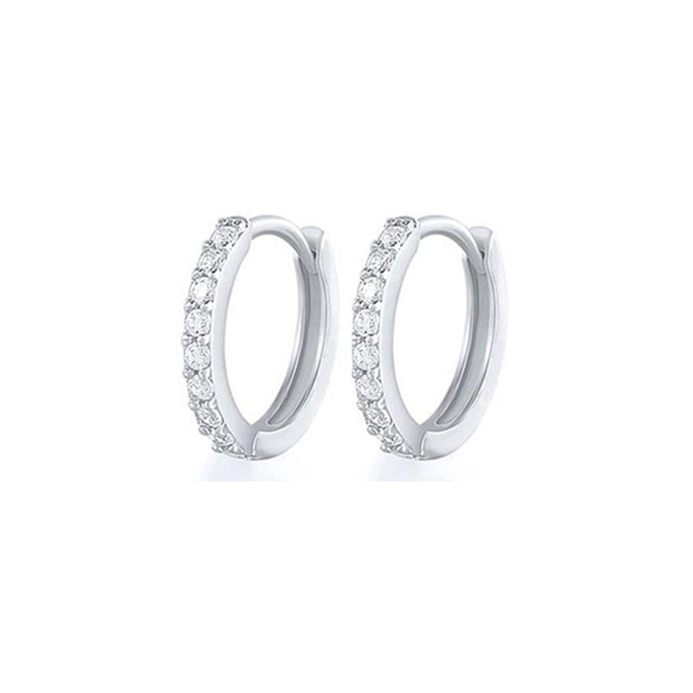 7sizes Hoop Earring Silver Zirconia Ear Huggie Hoop Cartilage Piercing Jewellery - Silver-9mm