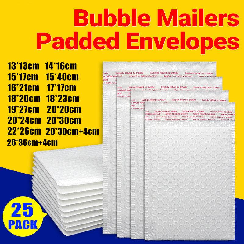 25PCS Poly Bubble Mailers Envelope Padded Bag White Cushioned Satchel 15 Sizes - 25PCS-15*40CM