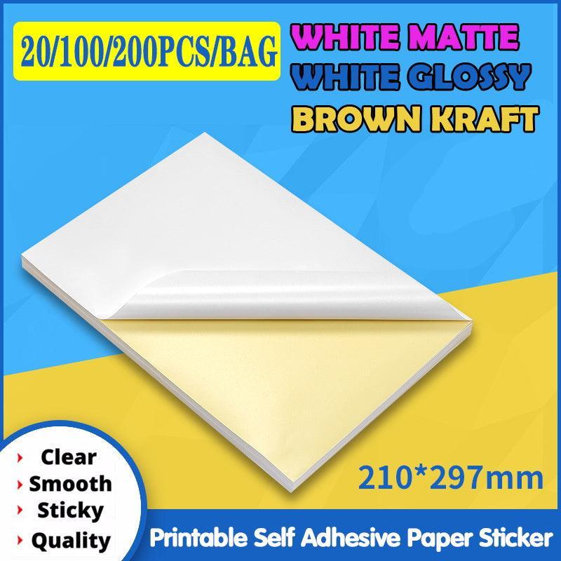 A4 Self Adhesive Sticker Paper Sheet Label Laser Inkjet Print Mailing Address - White Matte 3x9 *20 PCS