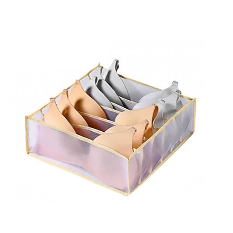 Foldable Drawer Organizer Divider Bra Sock Underwear Storage Closet Wardrobe - White with 6 Boxes
