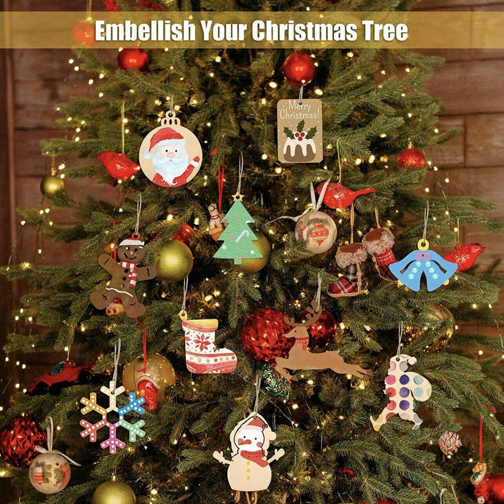 Wooden Christmas Hanging Ornament for Tree DIY Craft Decoration 10pcs - Deer01