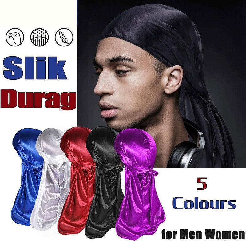 Velvet Durag Silky Hat Cap Men Women Premium Designer Doo Rag Wave Silk Headwear - Wine red