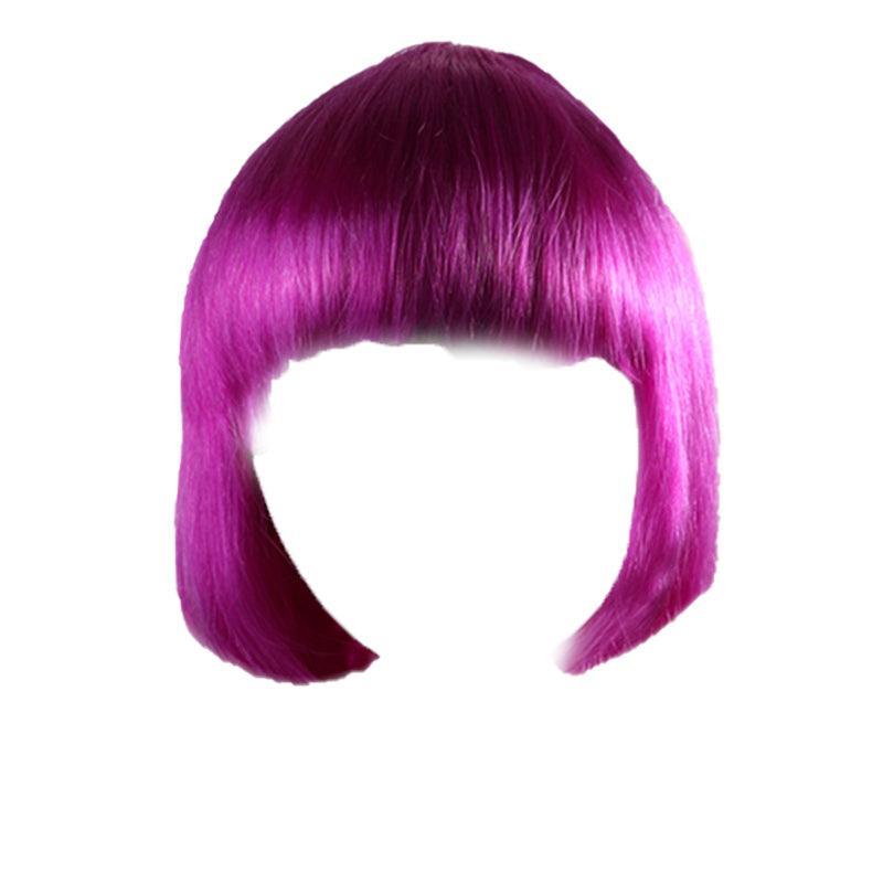Short Bob Wig with Bangs for Women Synthetic Cosplay Party Hair in 14 Colours - Light Purple