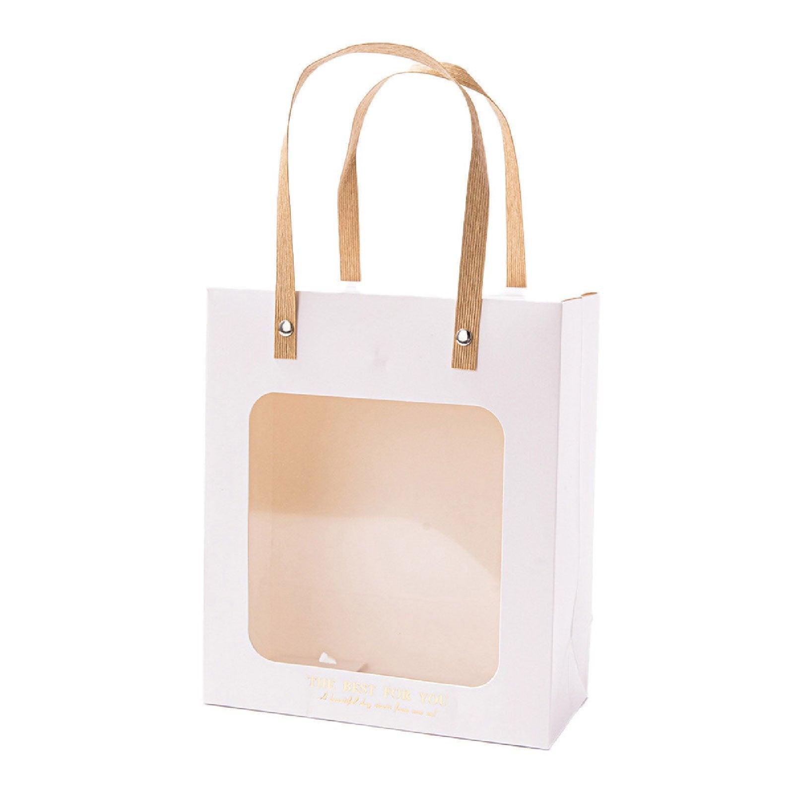 20pcs Translucent Gift Bags Packaging Tote Birthday Party Favors Candy Bags - Beige-M Size