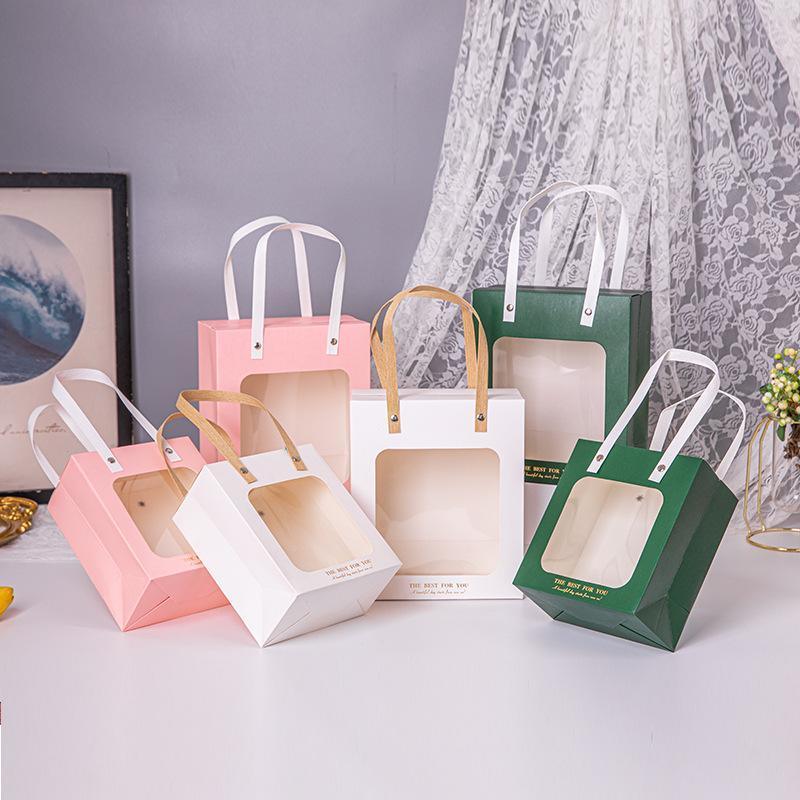 20pcs Translucent Gift Bags Packaging Tote Birthday Party Favors Candy Bags - Green-M Size