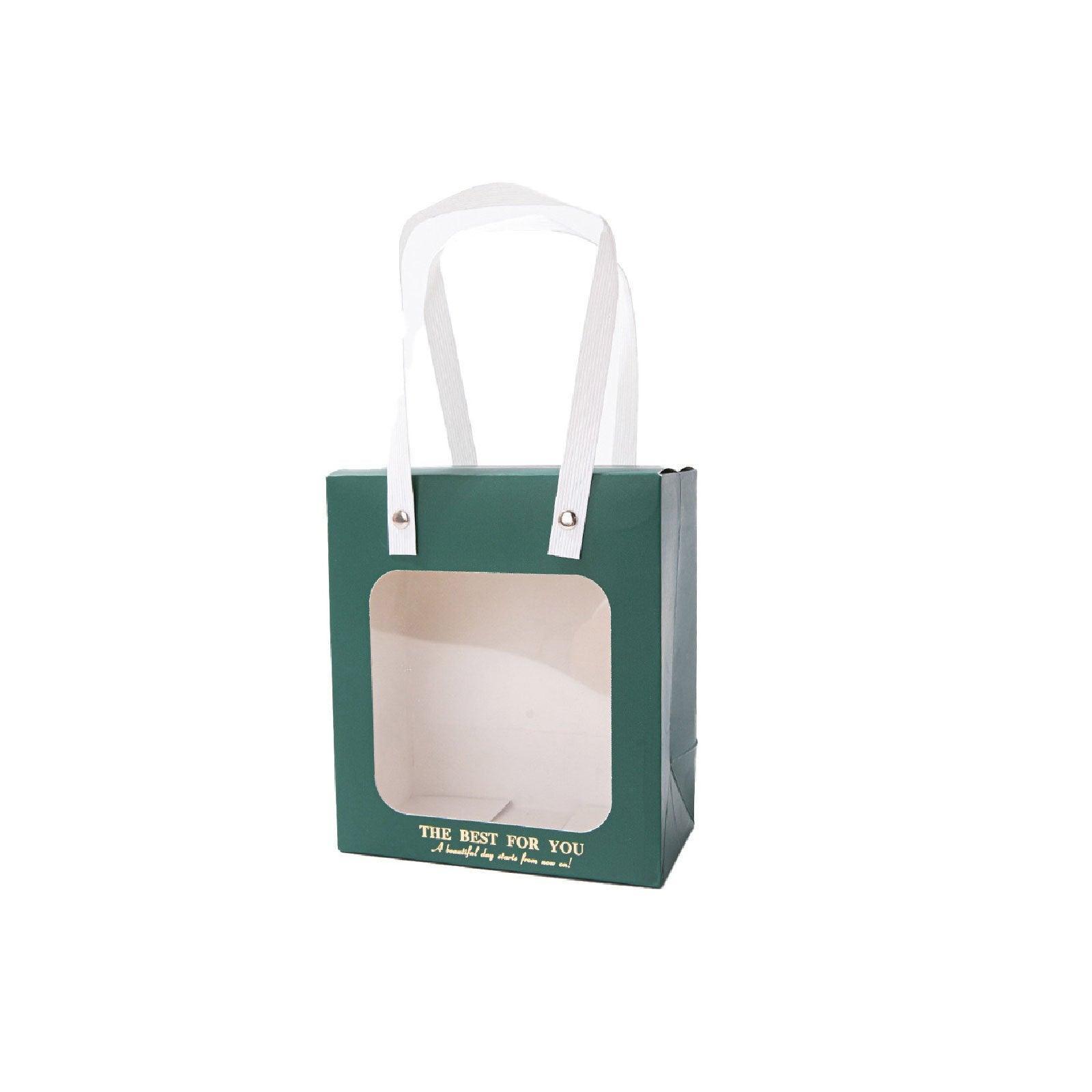 20pcs Translucent Gift Bags Packaging Tote Birthday Party Favors Candy Bags - Green-M Size