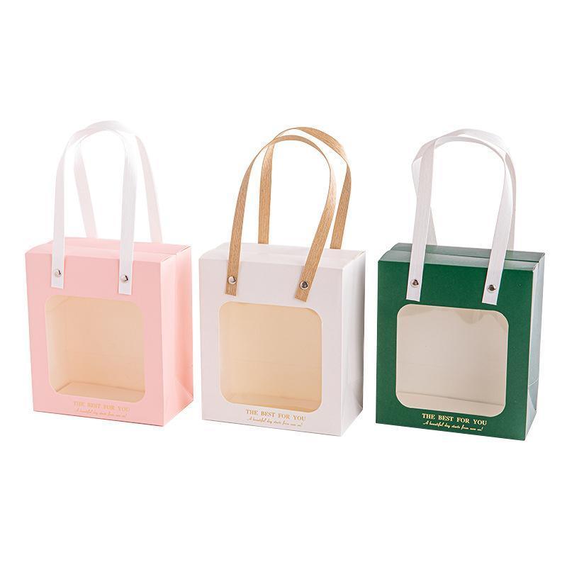 20pcs Translucent Gift Bags Packaging Tote Birthday Party Favors Candy Bags - Green-S Size
