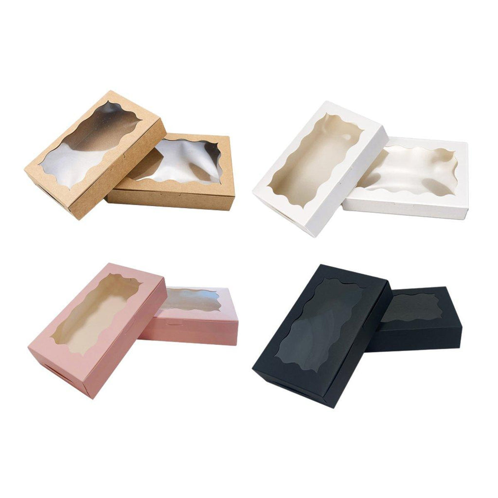 50pcs Rectangular Kraft Paper Window Box Gift Packaging Boxes Party Favors - Khaki