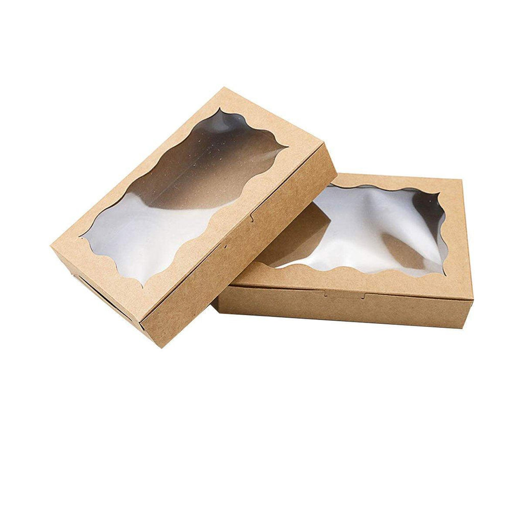 50pcs Rectangular Kraft Paper Window Box Gift Packaging Boxes Party Favors - Khaki