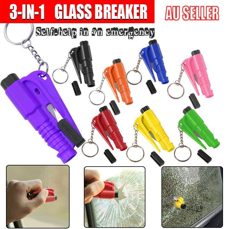 3 In 1 Car Window Glass Breaker Emergency Escape Tool with Cutter - Yellow