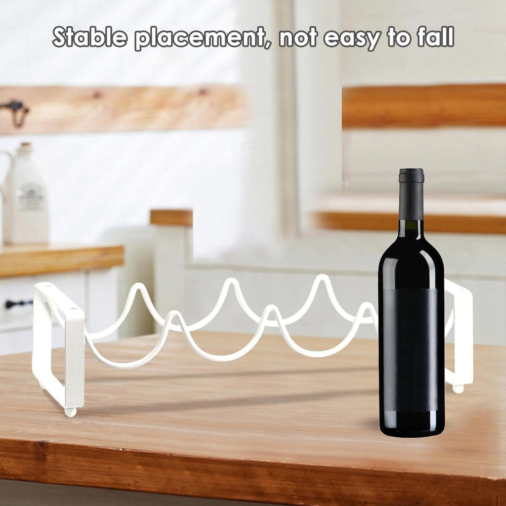 Iron Wine Rack Bottle Holder Metal Display Stand Tabletop Decorative Storage - Brown