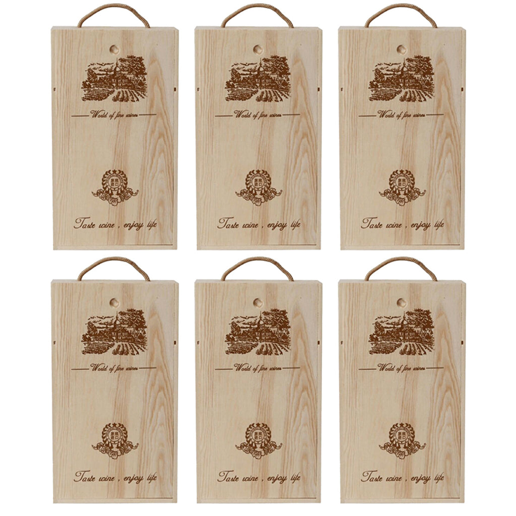 6pcs Red Wine Wooden Gift Box Packaging Storage Box for Wine Bottle Gifts - Double clamshell