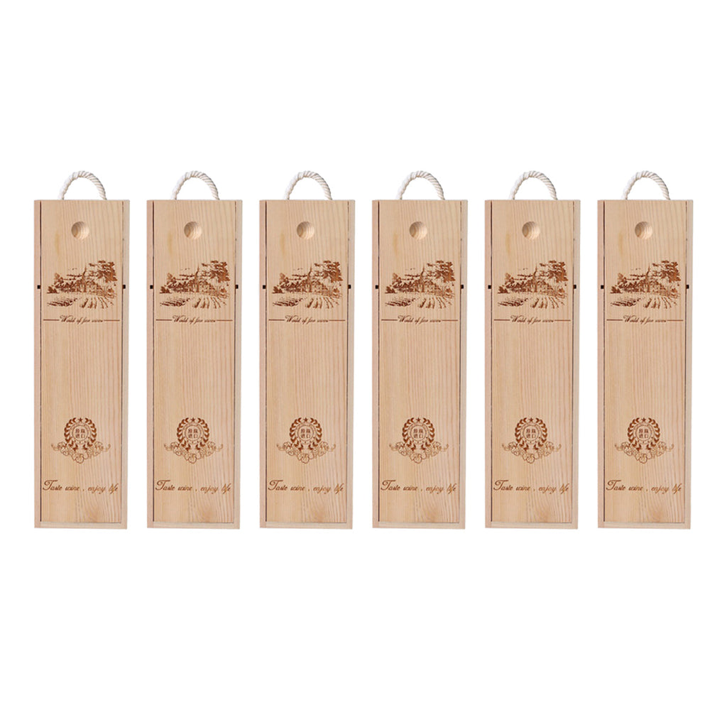 6pcs Red Wine Wooden Gift Box Packaging Storage Box for Wine Bottle Gifts - Double clamshell