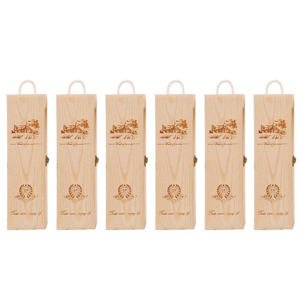 6pcs Red Wine Wooden Gift Box Packaging Storage Box for Wine Bottle Gifts - Double clamshell