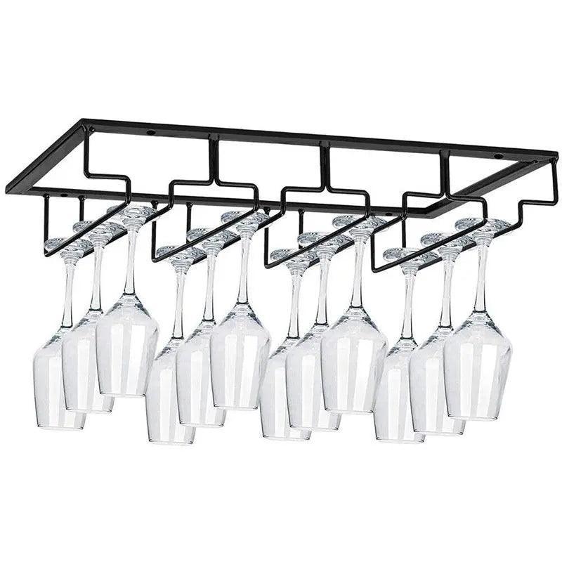 8/7/6/5/4/3 Slots Wine Glass Rack Holder Hanger Hanging Bar Storage Drying Rack - 8 Slots