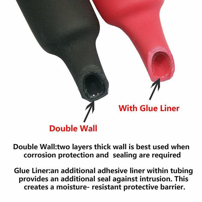 Grade Marine Heat Shrink Tubing 3:1 Wire Sleeve Glue Inside Fast Wrap Insulation Black 5M - 19.1mm*5M