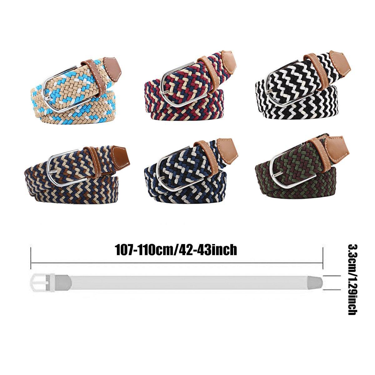 Unisex Braided Belt Casual Canvas Belt Adjustable Stretch Belt for Men Women - Green-Coffee